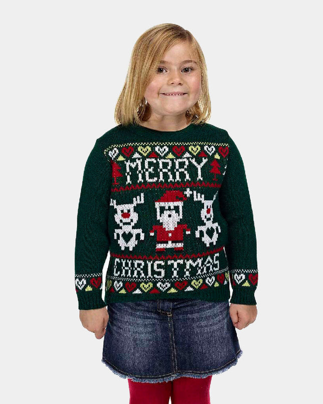 Christmas Sweater for Family with Reindeer and Santa Design