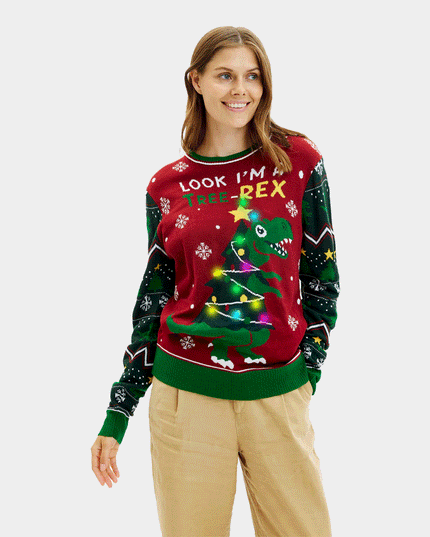 Pull de Noël lumineux pour toute la famille - Motif sapin de Noël-Rex
