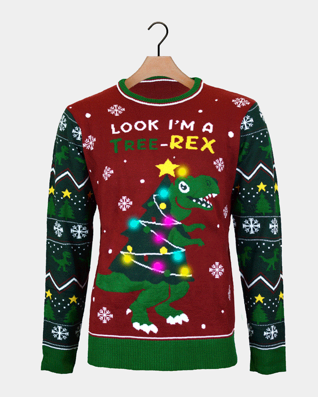 Pull de Noël lumineux pour toute la famille - Motif sapin de Noël-Rex