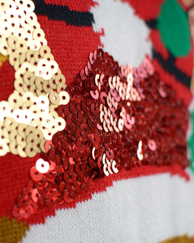 Pull de Noël LED pour toute la famille avec motif de rennes scintillants