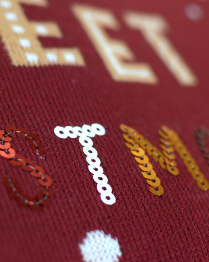 Pull de Noël LED pour toute la famille avec motif de biscuit au gingembre rouge