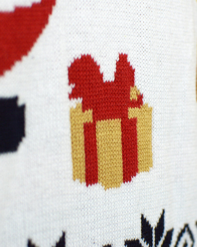 Pull de Noël bleu Père Noël et Rudolph pour toute la famille