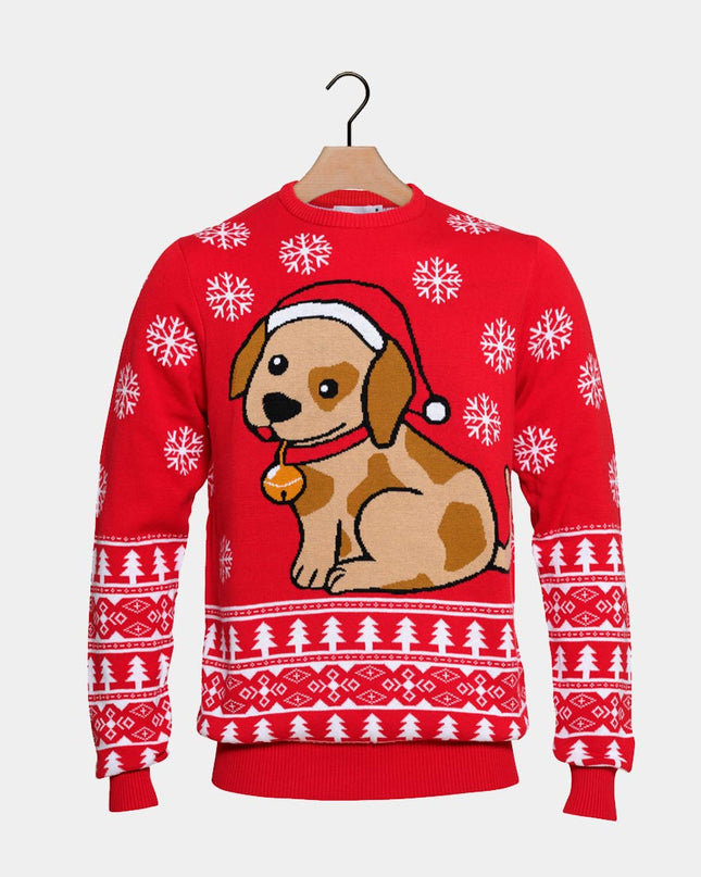 Pull de Noël avec un chiot