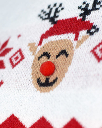 Pull de Noël familial avec un adorable motif de rennes