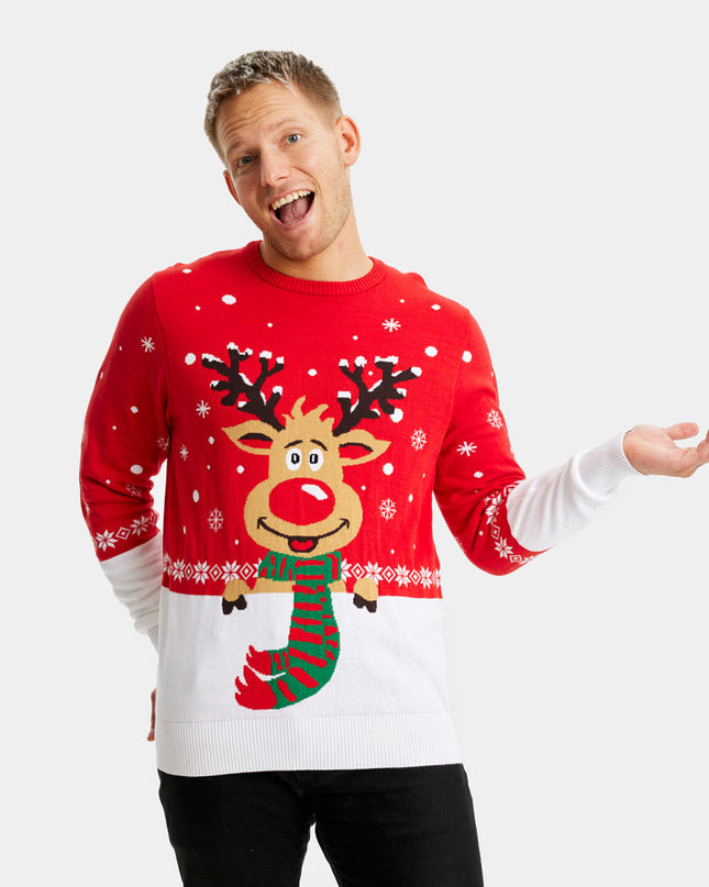 Christmas Sweater for Family with Reindeer and Scarf