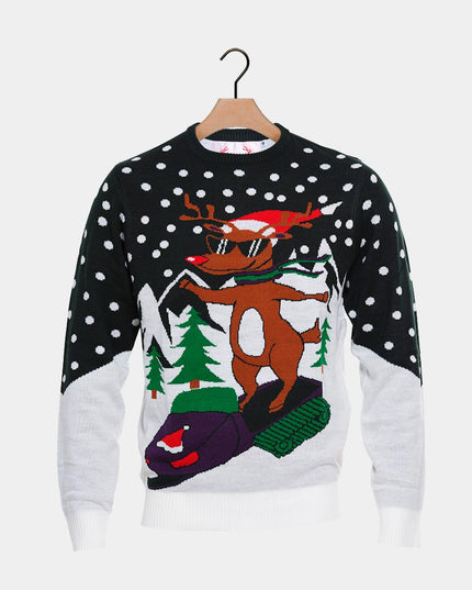 Family Christmas Sweater with Reindeer and Snowmobile
