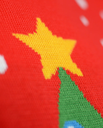 Christmas Sweater for Family with Red Christmas Tree