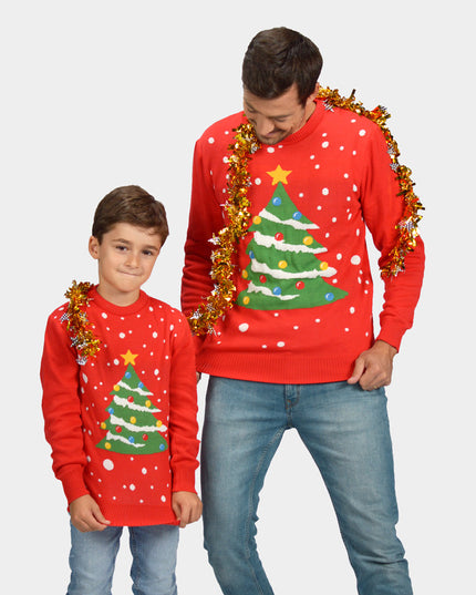 Pull de Noël rouge familial