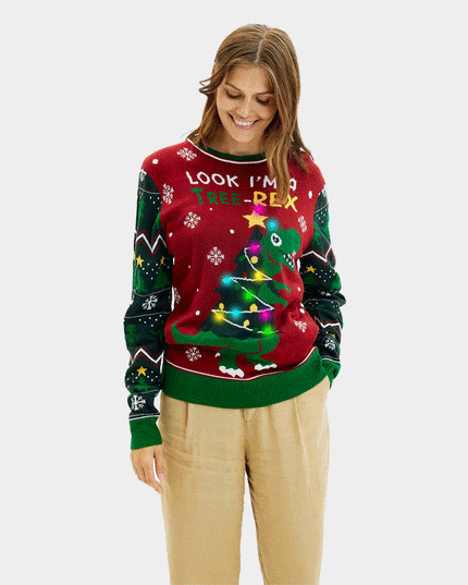 Pull de Noël LED pour femme avec sapin de Noël - Rex