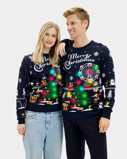 Pull de Noël LED pour femme inspiré du marché de Noël