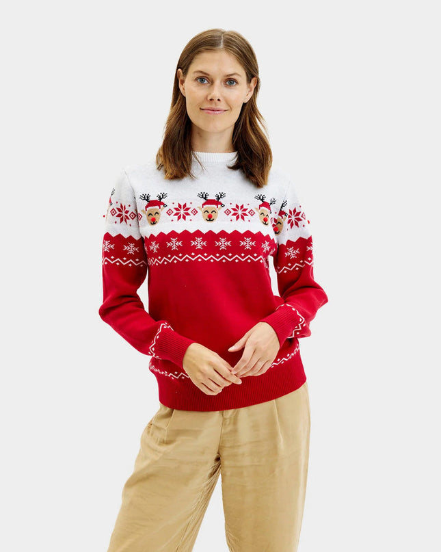 Pull de Noël adorable avec des rennes pour femmes