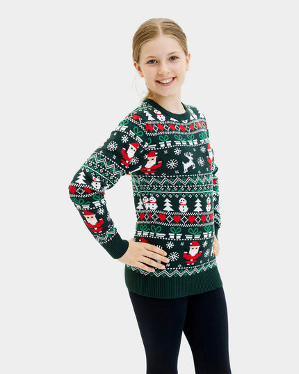Kids' Joyful Green Organic Cotton Christmas Sweater