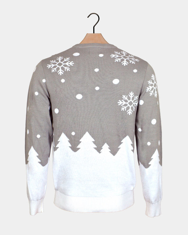 Pull de Noël gris pour homme avec un joli renne