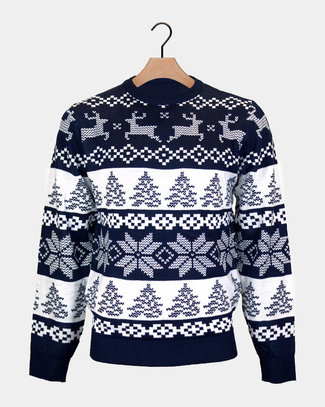 Pull de Noël bleu pour homme, style Pôle Nord