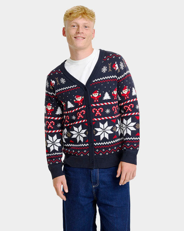 Blue Polar Stars Christmas Cardigan Sweater for Men