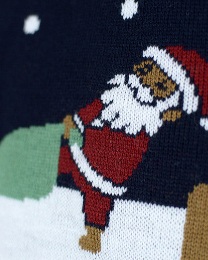 Pull de Noël bleu à LED pour homme