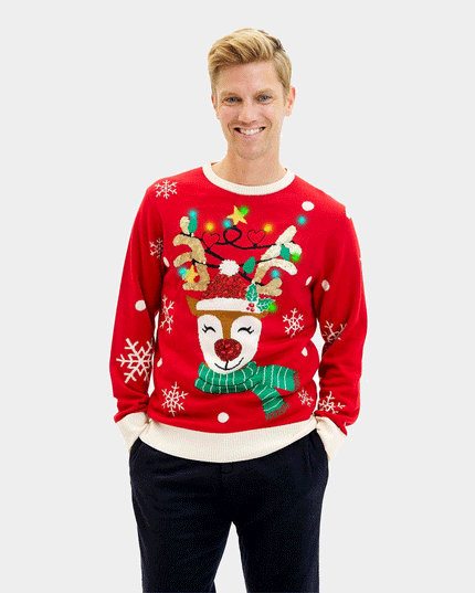 LED Shiny Reindeer Christmas Sweater for Men