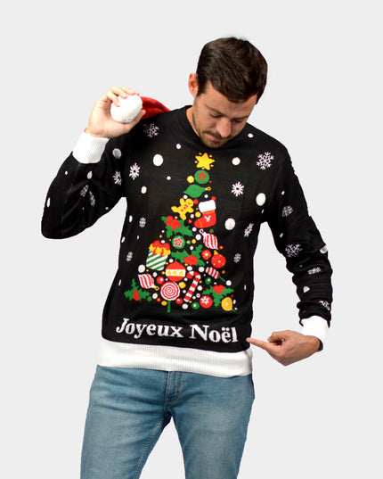 Pull de Noël noir pour homme