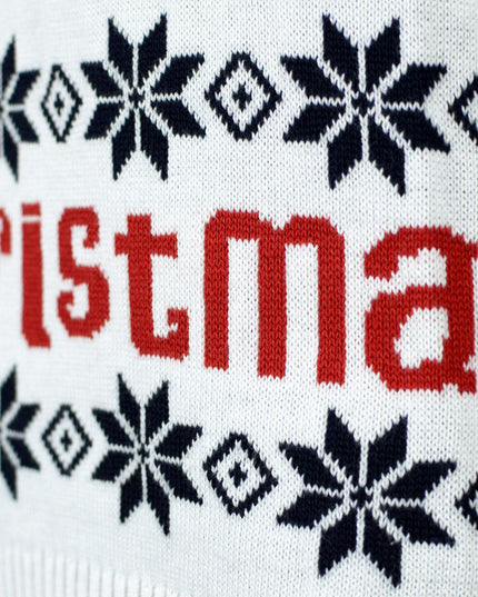 Pull bleu en coton bio pour homme avec le Père Noël et Rudolph