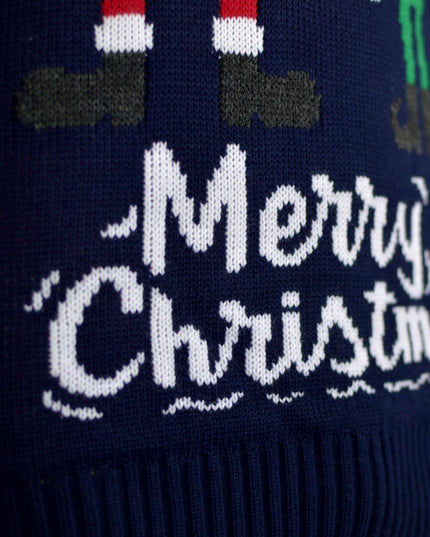 Pull de Noël pour homme avec le Père Noël et un lutin