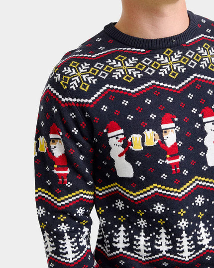 Pull de Noël pour homme « Toast au Père Noël » pour des fêtes amusantes