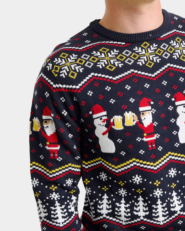 Pull de Noël pour homme « Toast au Père Noël » pour des fêtes amusantes