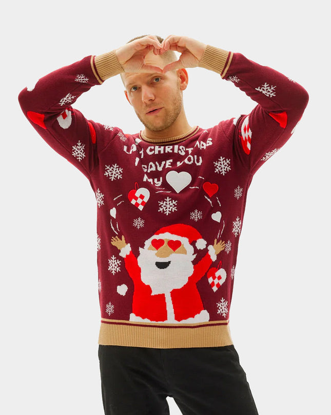 Pull de Noël pour homme « L'an dernier, je t'ai donné mon cœur »