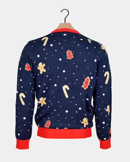 Light-Up LED Blue Ginger Cookie Couple Christmas Sweater