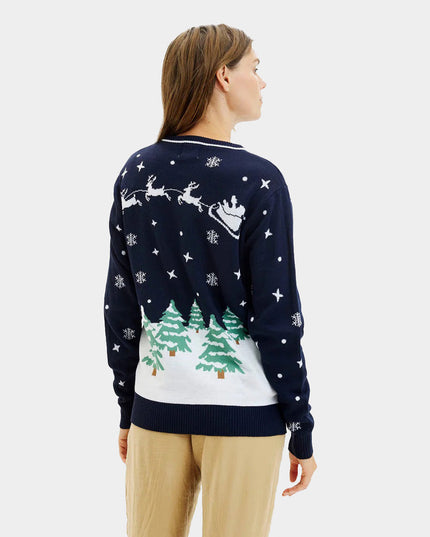 Women's Light-Up LED Blue Merry Christmas Sweater