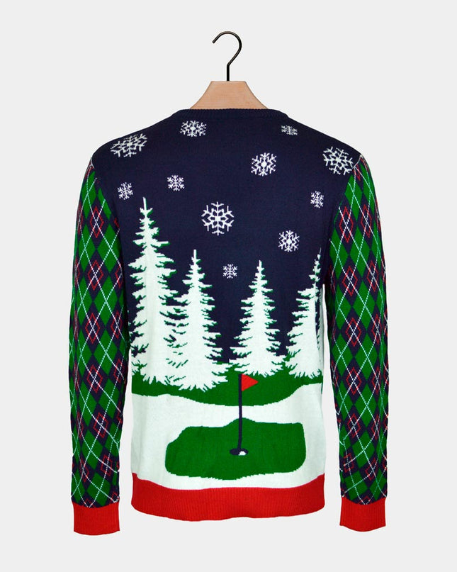 Pull de Noël LED pour femme avec Père Noël golfeur