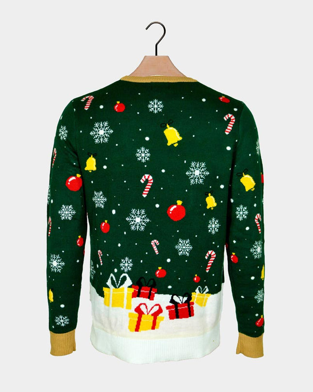 Pull de Noël LED pour femme avec Père Noël noué