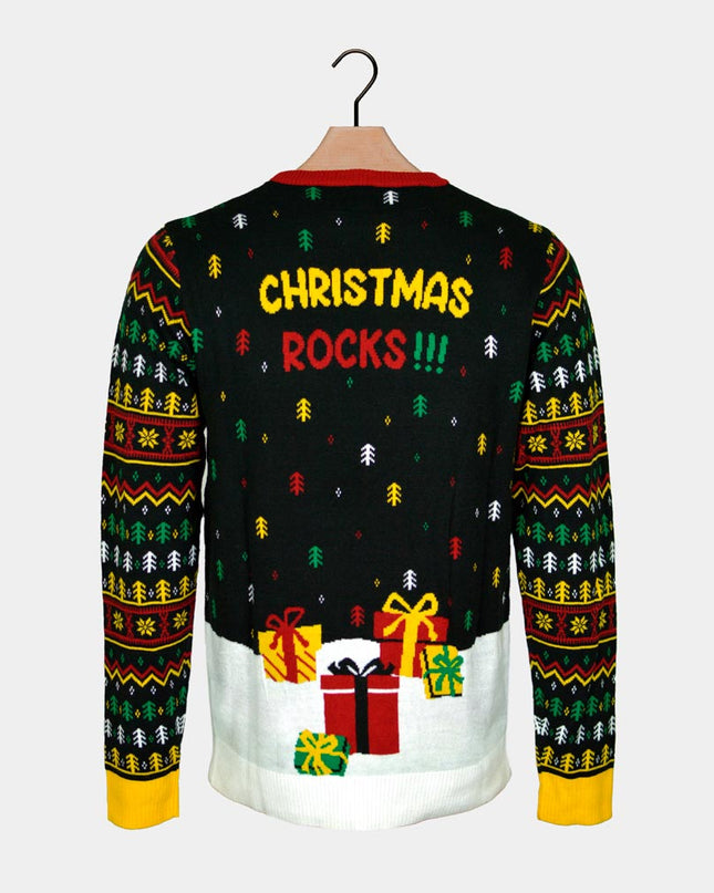 Pull de Noël homme Père Noël rocker à LED