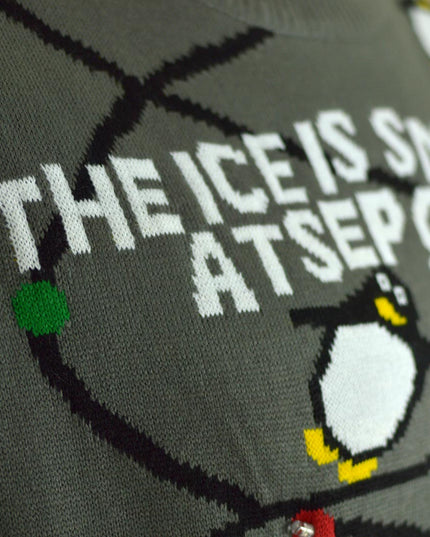 Christmas Sweater for Family with Light-Up LED Gray Penguins