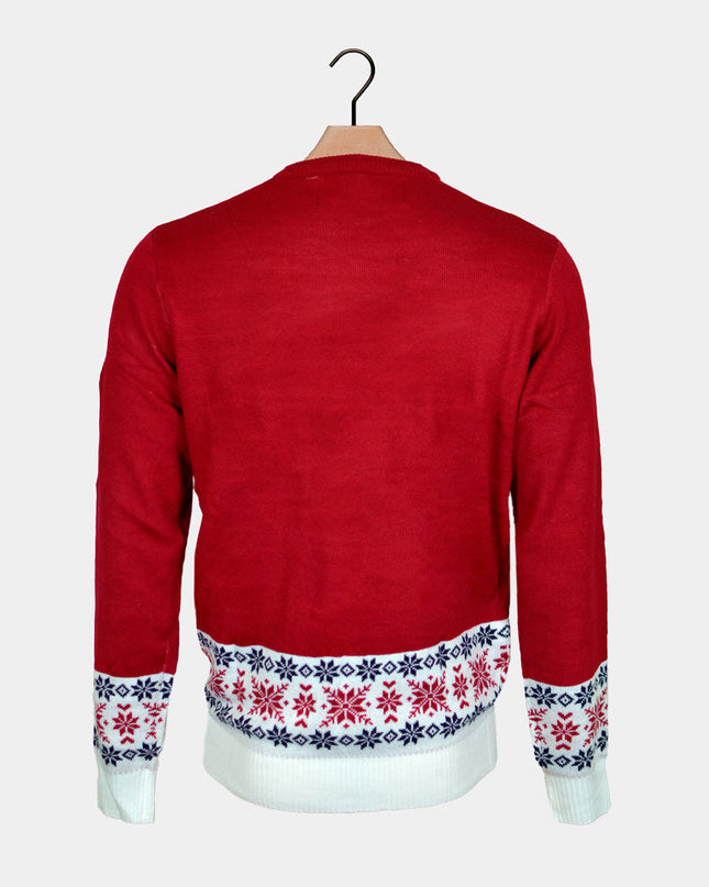 Pull de Noël pour couples avec Père Noël souriant et rennes