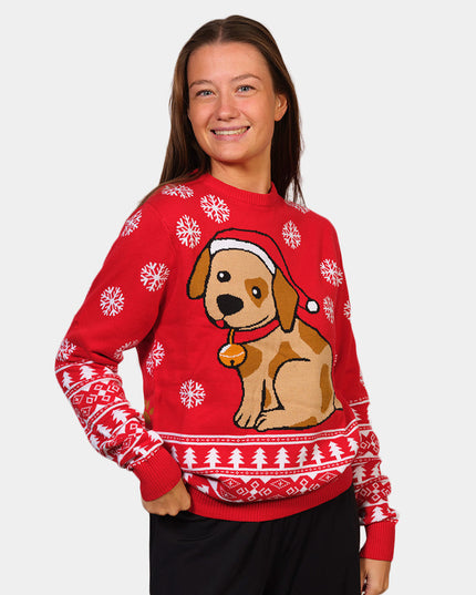 Pull de Noël avec un chiot