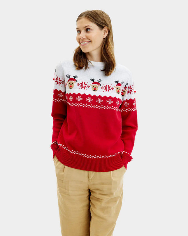 Pull de Noël adorable avec des rennes pour femmes