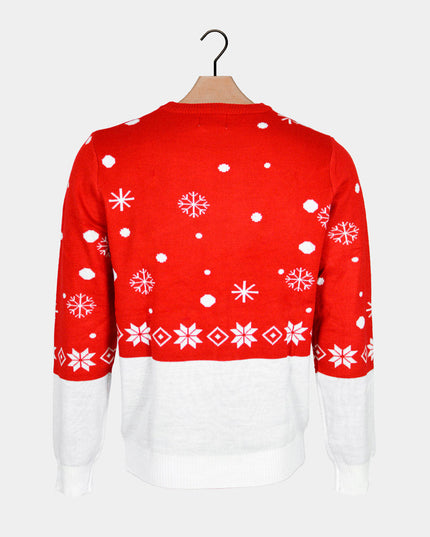 Men's Christmas Sweater with Reindeer and Scarf in Organic Cotton