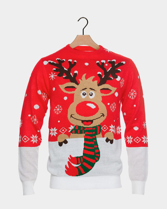 Christmas Sweater for Men with Reindeer and Scarf