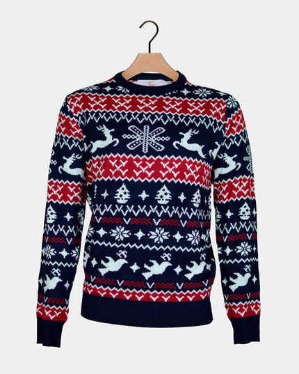 Pull de Noël pour couples avec motifs de rennes et de fêtes :