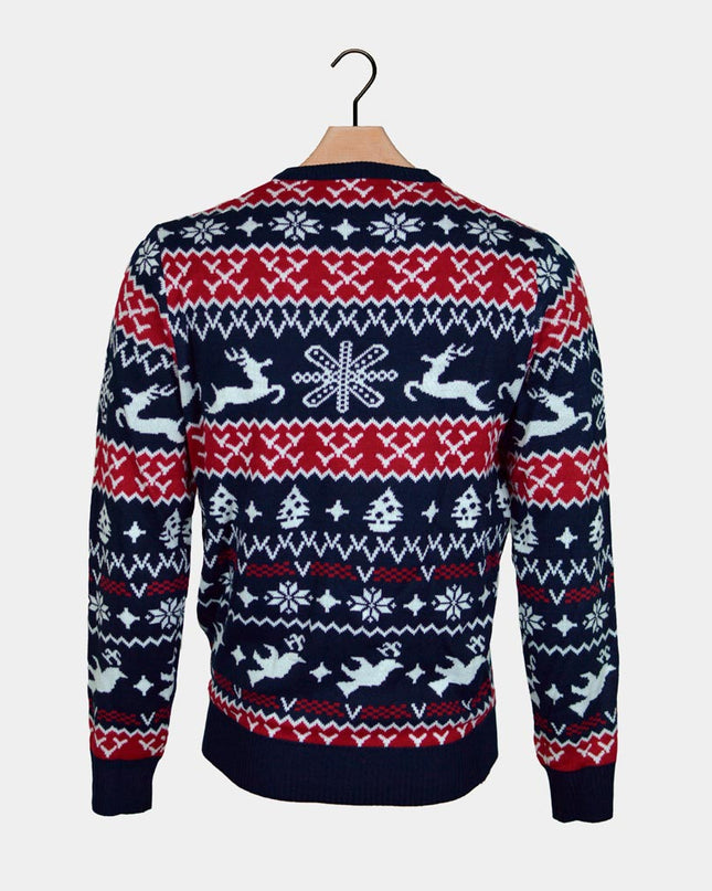 Christmas Sweater for Men with Reindeer and Patterns