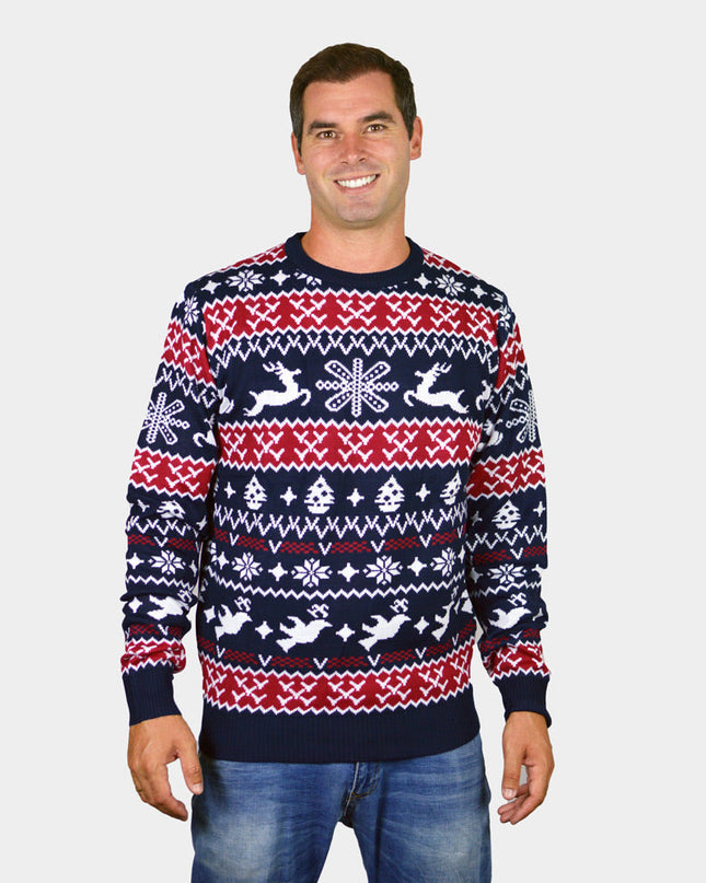 Christmas Sweater for Men with Reindeer and Patterns