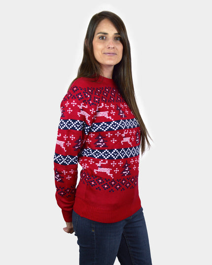 Pull de Noël rouge Canada pour femmes