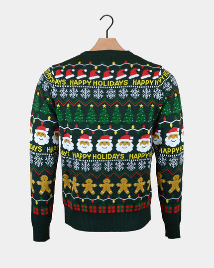 Pull de Noël vert « Joyeuses Fêtes » pour couples