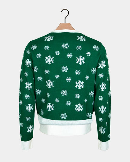 Pull de Noël vert à paillettes pour femme