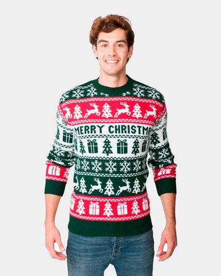 Pull de Noël vert, rouge et blanc « Joyeux Noël » 2022