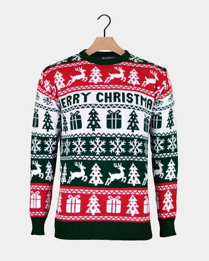 Pull de Noël vert, rouge et blanc « Joyeux Noël » 2022
