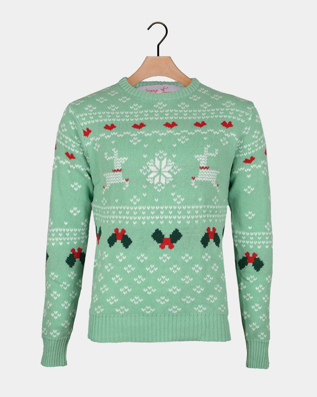 Pull de Noël vert pour femme