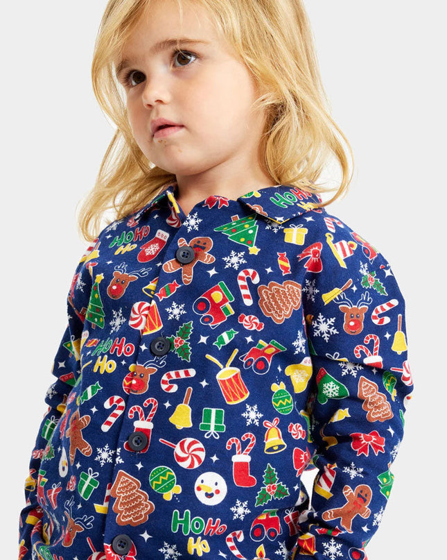 Pyjama de Noël bleu pour enfants avec motifs festifs