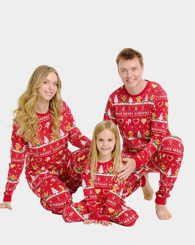 Pyjama de Noël rouge pour enfants avec des biscuits de Noël