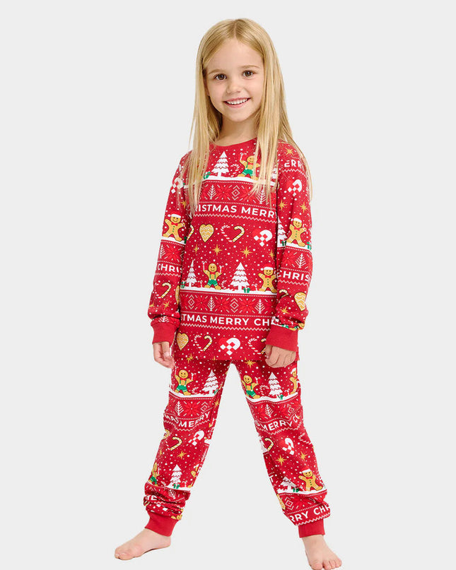 Pyjama de Noël rouge pour enfants avec des biscuits de Noël